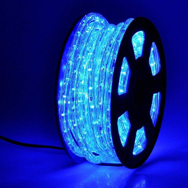 DINGFU 50ft 360 LED Waterproof Rope Lights, 110V Connectable Indoor Outdoor Blue