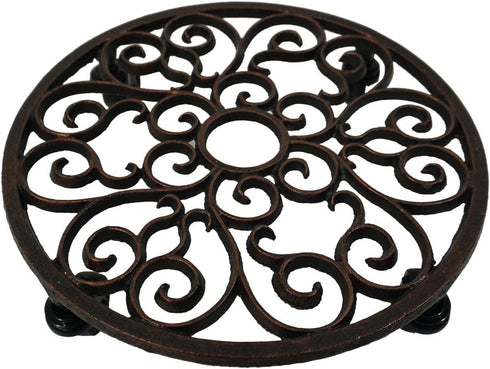 Comfy Hour 12" Cast Iron Plant Caddy with Wheels, Heavy Duty Rolling