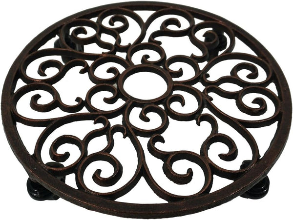 Comfy Hour 12" Cast Iron Plant Caddy with Wheels, Heavy Duty Rolling
