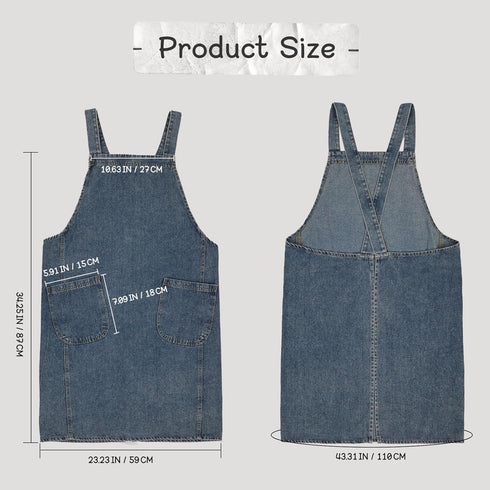 2 Surblue Cotton Denim Apron With Pockets, Cross Back Aprons for Women Men, Bib Jean Kitchen Apron for Arts Cafe Work