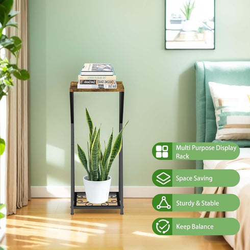 2 27" Plant Stand Indoor, Tall Plant stands for Indoor Outdoor Plants, Tier Plant Tables Square Plant Shelves Metal