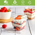 50 Pack 7 oz Qeirudu Dessert Cups with PET Lids and Spoons, Mini Plastic Yogurt Parfait Cups Square Party Serving Cup