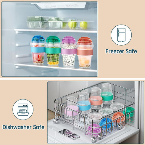 4 Pack 20 oz Yogurt Parfait Cups with Lids Reusable, Plastic Overnight Oats Containers with Lids Spoons Granola