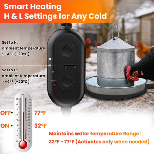 Goyappin 6" 15 Heated Chicken Waterer, Chicken Water Heater Base for Gallon Plastic or Metal Waterers, Winter Freeze