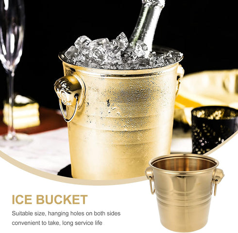 NOLITOY 1pc Insulated Ice Bucket Cooler Bag with Lids, Round Metal Drink Tub for Bar Accessories & Gatherings