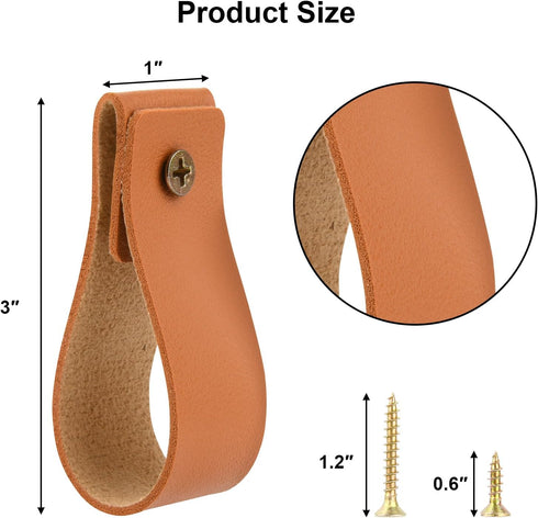 Cosmos 4 Pcs Leather Wall Hooks Hanging Strap Leather Curtain Rod Holder Leather Hook Strap Drawer Pulls Wall Mounted Rod Hanger Hook with Screws for Towel Curtain Kitchen Utensils Rod by Cosmos