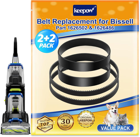 KEEPOW Replacement Belts Set for Bissell 3071 PowerForce, TurboClean DualPro Pet Carpet Cleaner (2+2 Pack)