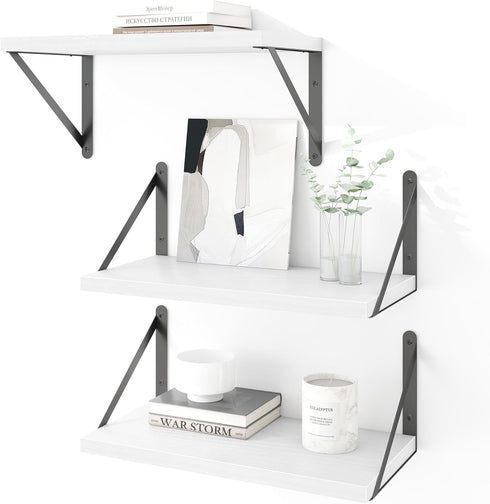 Heimlove Floating Shelves for Wall Set of 3,Light Wood Wall Mounted Bookshelf