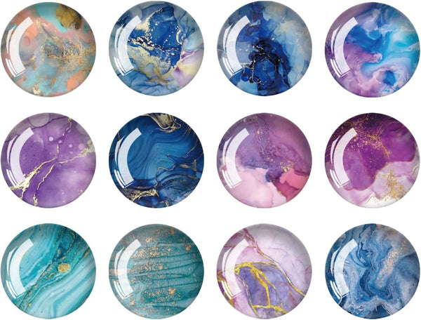 Strong Glass Refrigerator Stickers - 12Pcs Funny Magnets for Fridge, Cute Decorative Tiny Magnets (Marble)