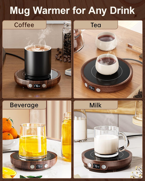 36W 130-176 2-12H SWEETFULL Mug Warmer - Upgraded Coffee Cup Warmer for Desk with Digital Display, Timer Auto Shut Off