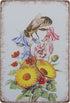 Retro Metal Tin Sign, Bee Sunflower Summer Wall Decor, Farmhouse Decor for Home Cafes Office Store 8 x 12 in