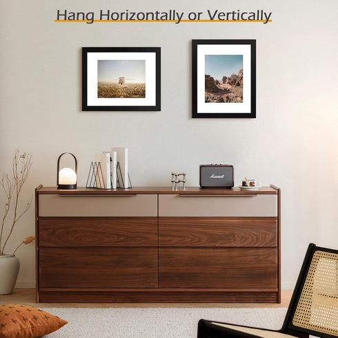 Golden State Art 11x14 Black Photo Wood Frame with Real Glass and White Mat for 8x10 Picture