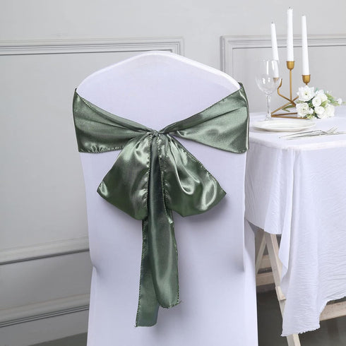 5pcs 6 x106 Efavormart Eucalyptus Sage Green Satin Chair Sashes Tie Bows for Wedding Events Decor Chair Bow Sash Party