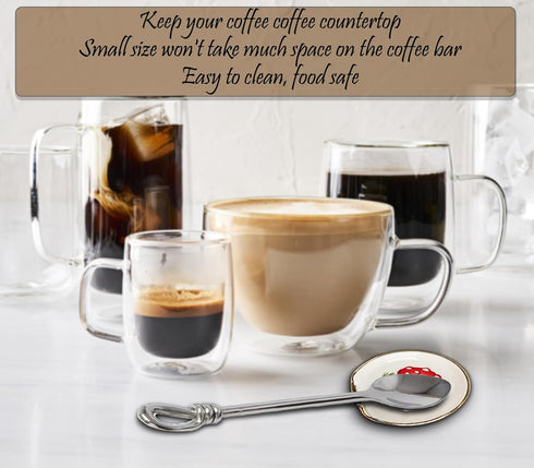 4 PCS Mushroom Coffee Spoon Rest, Ceramic Spoon Rests with Gold Rim for Coffee Bar Accessories, Mini Cooking Spoon