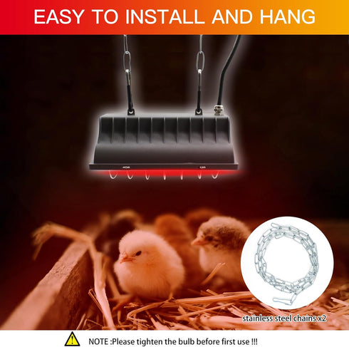 250W Chicken Coop Heater Lamp Winter Hanging Heat Lamp for Chickens Incubators Temperature Adjustable Chicken Brooder