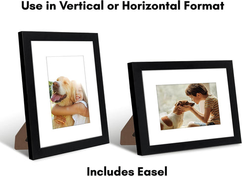 Americanflat 8x10 Picture Frame with Shatter-Resistant Glass - Use as 5x7 Picture Frame with Mat or Display 8x10 Photo