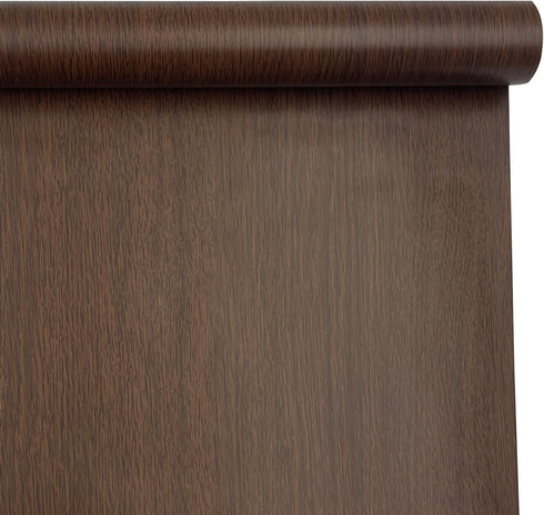 LovingWay 14.7 Feet Wallpaper Roll, Brown Wood Grain Shelf Liner 17.7x177 Inch Self-Adhesive Desk Lining Paper Decor