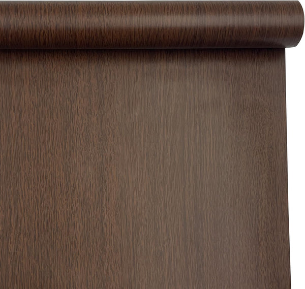 LovingWay 14.7 Feet Wallpaper Roll, Brown Wood Grain Shelf Liner 17.7x177 Inch Self-Adhesive Desk Lining Paper Decor
