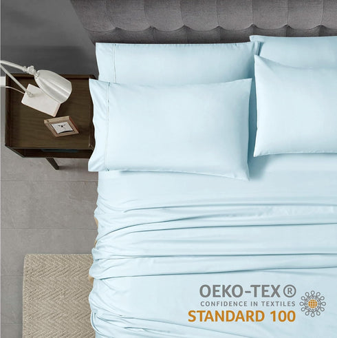 Home Collection Micro Caress Luxurious Sheet Set, 90GSM 4-Piece King Size with 2 Additional Pillowcases, Aqua Color