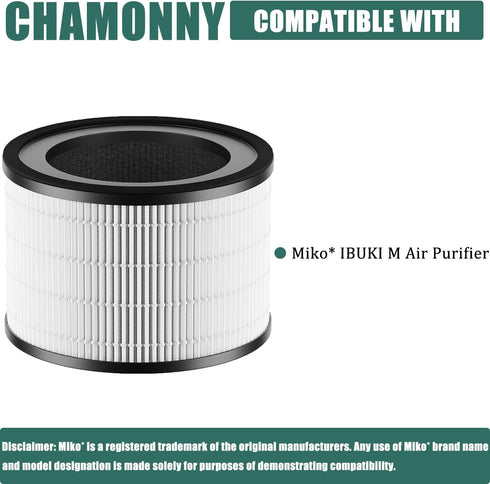 MAF-02 Filter Replacement for Miko IBUKI M Air Purifier, 3-in-1 H13 True HEPA and Activated Carbon Filter, 2 Pack