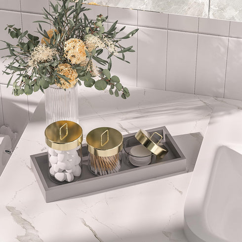 ZHWS 11.3”L x 4.4”W x 1.14”H Bathroom Tray for Soap Dispenser, Vanity Tray for Perfume, Jewelry, Candle, Makeup