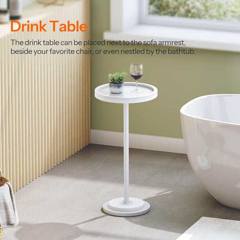 WW168BZ01 HOOBRO Small Round Side Table, Drink Table, Coffee Martini Table with Pedestal Accent for Small Spaces