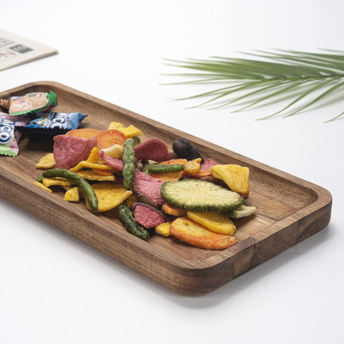 Acacia Wood Bathroom Vanity Tray, 13.8 x 5.5 x 0.8 inch Counter Tray, Toilet Tank, Charcuterie Snack Serving Board