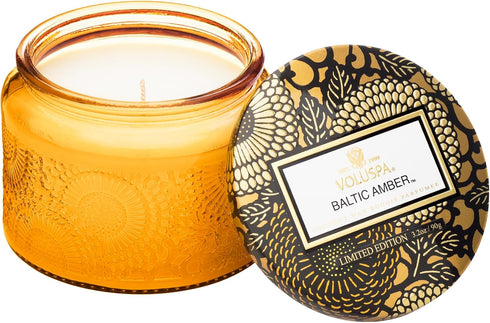 Voluspa Baltic Amber Petite Candle Jar, 3.2 Ounce, 25 Hour Burn Time, Coconut Wax, Handcrafted in the USA