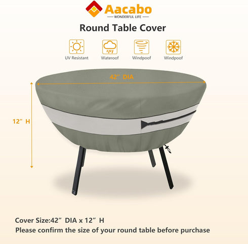 42 Inch Round Patio Table Cover,Suitable for Diameter Patio Round Table,Waterproof Heavy Duty Round Outdoor Coffee