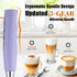 Light Purple Milk Frother Wand for Coffee, Handheld Rechargeable Electric Whisk with 3 Heads