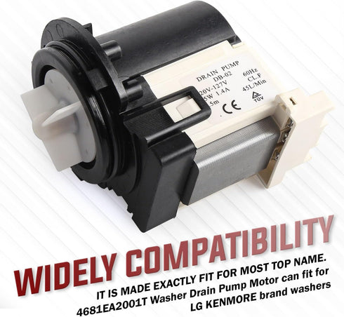 LG 4681EA2001T Washer Drain Pump Motor by Seentech- Compatible with LG Kenmore Washers by Seentech - Replaces Part Numbers AP5328388, 2003273, 4681EA2001D, 4681EA2001N, 4681EA1007G and More by Seentech