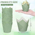 Whaline 200Pcs Sage Green Tulip Cupcake Liners Green Muffin Baking Liners Tulip Cupcake Wrappers Baking Cup for Bridal Baby Shower Wedding Birthday Party Decor by Whaline