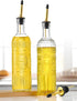 Ruiao 2 Pcs Olive Oil Dispenser Bottle for Kitchen,17oz Clear Glass Cooking Oil