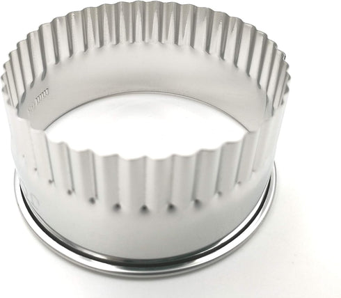 11 Piece Graduated Sizes Fluted Edge Round Pastry/Cookie Cutter Set - Heavy Duty Stainless Steel with Tin Storage Box