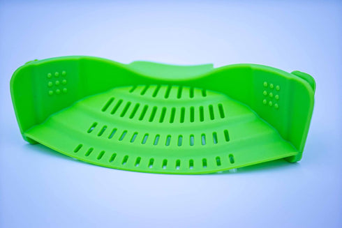 Adjustable Snap On Strainer for Pots, Pans, & Bowls - Food Grade Silicone Clip Colander for Straining