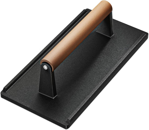 Yoehka 1PCS Cast Iron Grill Press, Heavy Duty Bacon/Burger/Griddle/Chef Press with Wood Handle, Perfectly Grilled