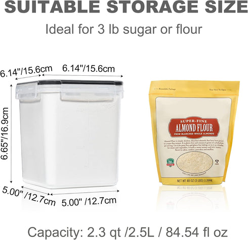Medium Food Storage Containers with Lids Airtight 2.5L /84.5Oz, for Flour, Sugar, Baking Supply and Dry Food Storage, 3PCS BPA Free Plastic Canisters for Kitchen Pantry Organization