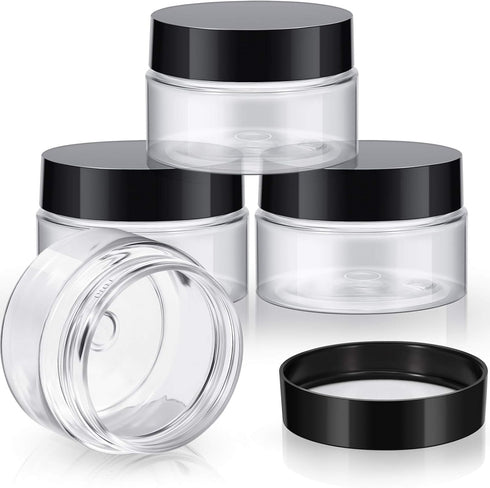 SATINIOR 6 Pack 1 oz Plastic Jars Containers with Lids, Wide Mouth Refillable Leakproof Round Empty Jars for Home