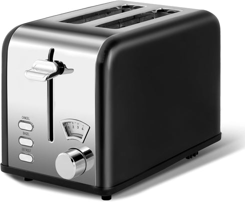 Simple Deluxe Stainless Steel Toaster, 2 Slice, Extra Wide Slot & Removable Crumb Tray, 5 Shade Options,
