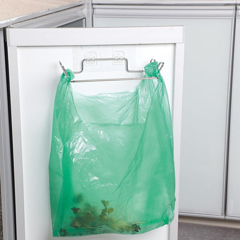 Stainless Steel Trash Bag Holder for Kitchen Cabinets Doors and Cupboards, Under Sink Bag Hanger, Portable Trash can