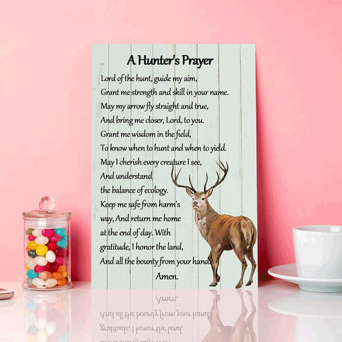 A Hunter's Prayer Deer Wall Art, Inspirational Quotes Canvas Painting for Farmhouse Home Decoration