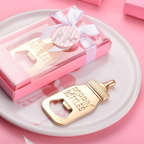 24 Packaging 24pcs) pcs Baby Shower Return Gifts for Guest Supplies Poppin Baby Bottle Shaped Bottle Opener Wedding