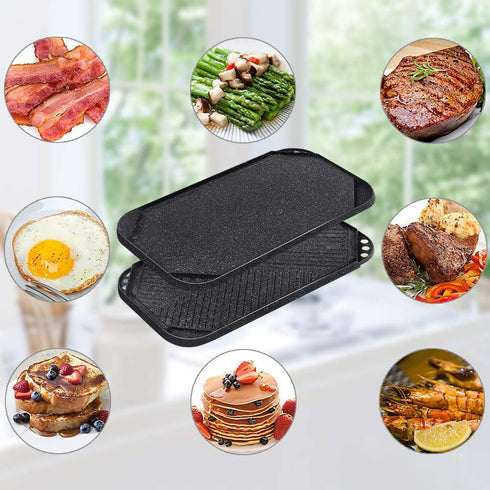 SENSARTE Nonstick Griddle Grill Pan, Reversible Cast Aluminum, 19.5" x 10.7"