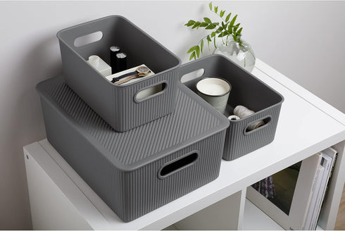 Baobab Multi-purpose Storage Basket, Medium with 5 Litres Capacity, Grey Anthracite, 18.1 x 27.2 x 13