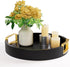 Round Decorative Tray - 12 Inch Round Black Tray with Gold Metal