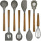 Umite Chef Silicone Cooking Utensil Set, 8-Piece Kitchen Gadgets with Acacia Wooden Handles, Grey