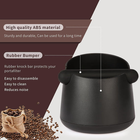 Knock Box Large Capacity Design, Espresso Knock Box Tamping Mat, Set of 2 with Removable Knock Bar