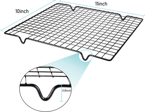 Lamoutor 2Pcs Square Metal Kitchen Baking Cooling Rack, 10 x 11 inches (Black)