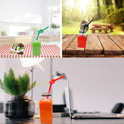 3 Pcs 8 Ounce Plastic Juice Bottles, Reusable Bulk Beverage Containers for Juice, Milk, Black Lid