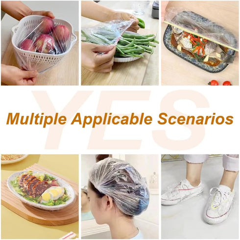 100pcs Plastic Bowl Covers, Elastic Reusable Fresh Keeping Bags for Bread Proofing and More
